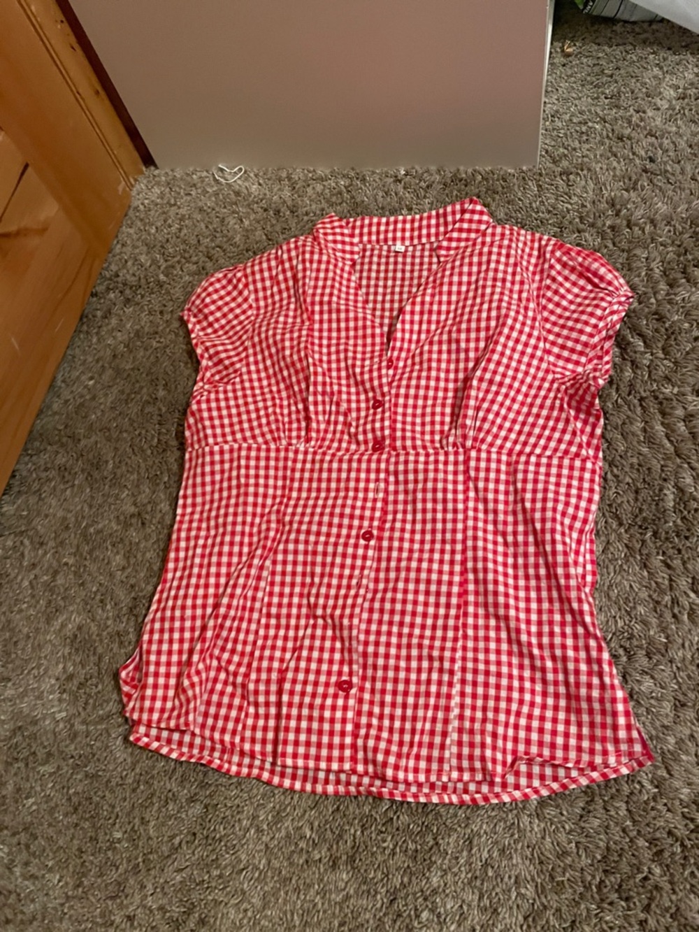 Amazon Red and White Gingham Button-Front Blouse (brand new, I don’t have tags)